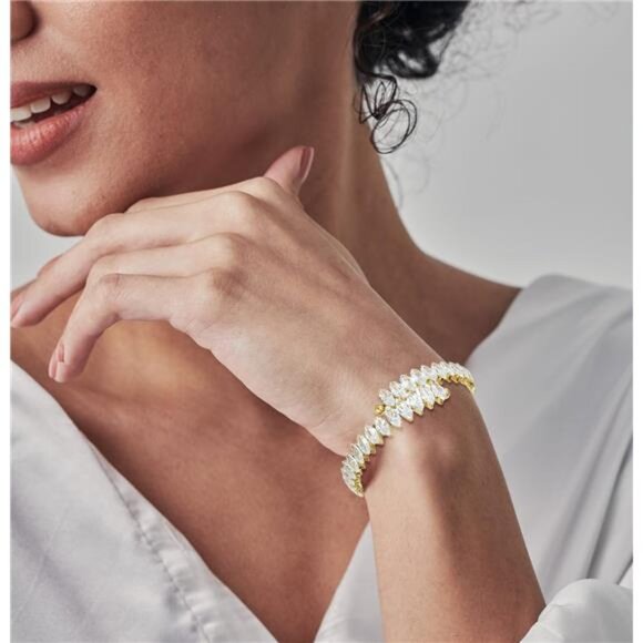 Sparkly Rhinestone Cuff Bracelet | Adjustable Crystal Zircon Jewelry Gift - Picture 2 of 5